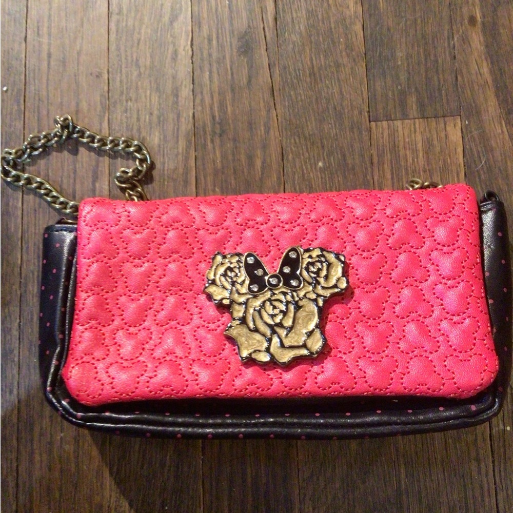 Vintage MINNIE Quilted tiny Bag with Gold Rose Emblem